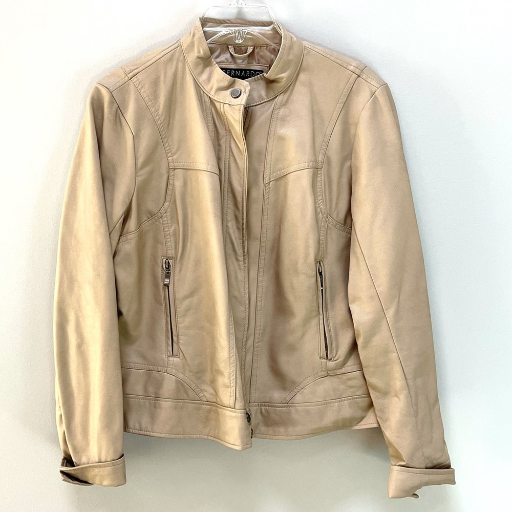 Cream Vegan Leather Jacket
